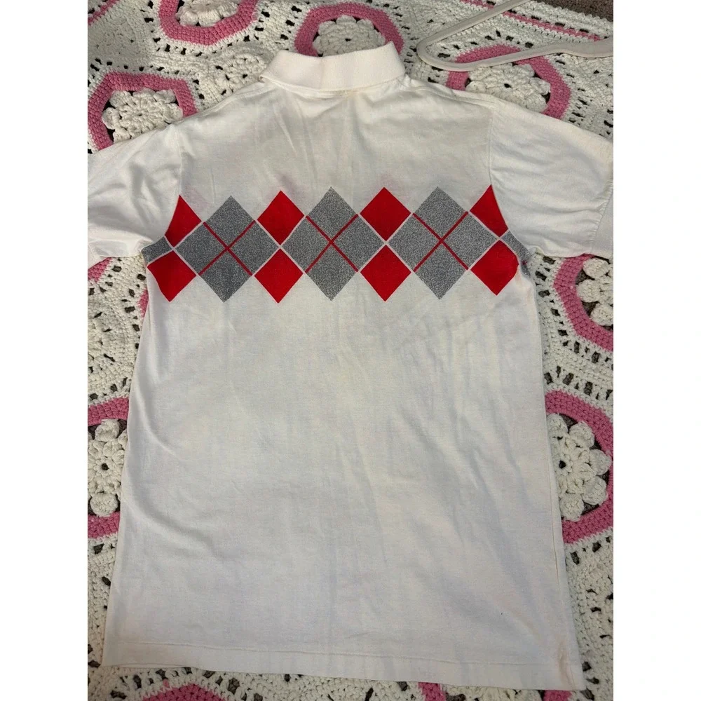 Adidas Vintage 80s Ivan Lendl Argyle Polo | White Red | Trefoil Tennis Shirt
